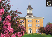 Postcard Old Main with apple blossoms