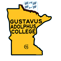 Sticker Blue 84 State Gustavus Adolphus College, G With Crowns