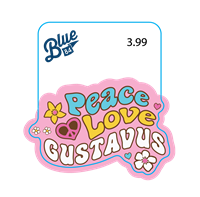 Sticker Blue 84 Peace Love Gustavus *Mini*