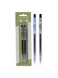 Pen Eco Retractable Gel 2Pk Black Blue