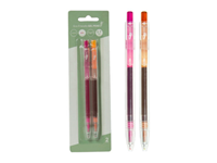 Containes 1 pink and 1 orange Eco retractable pens.