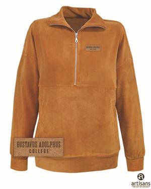 Half Zip Artisans Carly Corded Gustavus Adolphus College Pecan