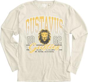 Long Sleeve T-Shirt Blue 84 Dyed Ringspun Gustavus 1862 Gus Gusties St. Peter Mn Ivory