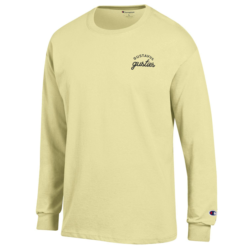 Long Sleeve T-Shirt Champion Gustavus Gusties Left Chest And Back Light Yellow (SKU 1193496790)