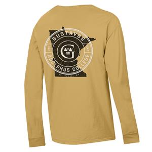 LONG SLEEVE T-SHIRT COMFORT WASH GUSTAVUS ADOLPHUS COLLEGE MN STATE ARTISAN GOLD