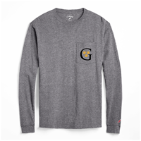 Long Sleeve League G & Crowns Pocket Tee Gray