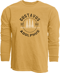 Long Sleeve T-Shirt Blue 84 Gustavus Adolphus & Trees Mustard